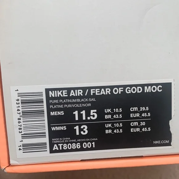 NWB Nike Air Fear Of God essentials - MOC light gray slip on tennis shoes - Picture 2 of 13